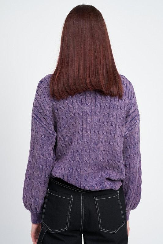 CABLE KNIT TOP WITH BUBBLE SLEEVES - Happily Ever Atchison Shop Co.