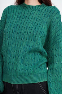 CABLE KNIT TOP WITH BUBBLE SLEEVES - Happily Ever Atchison Shop Co.