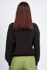 CABLE KNIT TOP WITH BUBBLE SLEEVES - Happily Ever Atchison Shop Co.