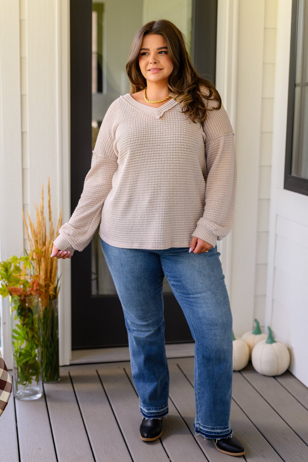 Calm In The Chaos V-Neck Sweater - Happily Ever Atchison Shop Co.