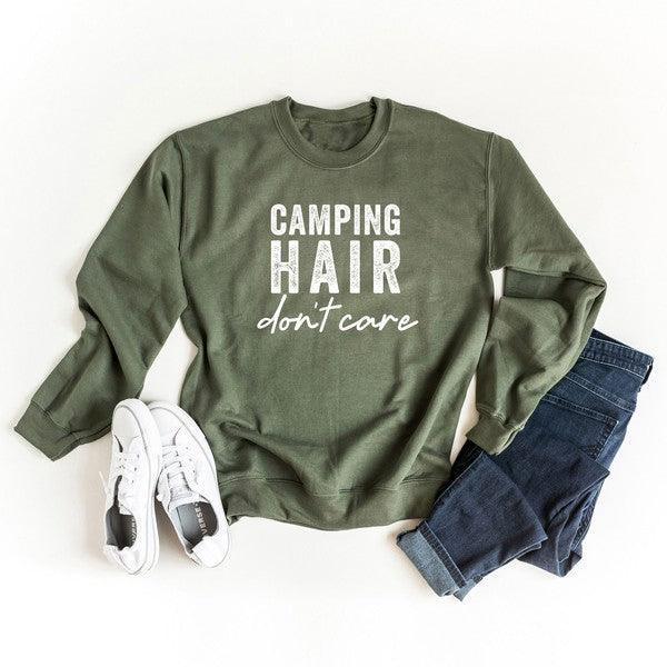 Camping Hair Don't Care Graphic Sweatshirt - Happily Ever Atchison Shop Co.