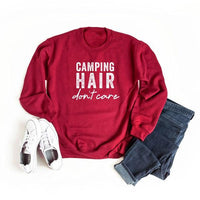 Camping Hair Don't Care Graphic Sweatshirt - Happily Ever Atchison Shop Co.