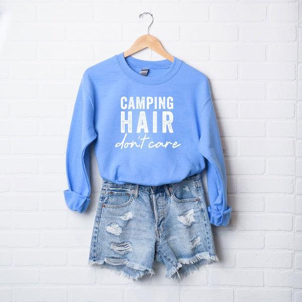 Camping Hair Don't Care Graphic Sweatshirt - Happily Ever Atchison Shop Co.