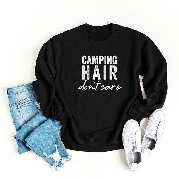 Camping Hair Don't Care Graphic Sweatshirt - Happily Ever Atchison Shop Co.