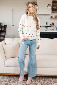 Candy Buttons Pom Detail Sweater - Happily Ever Atchison Shop Co.