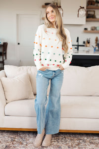 Candy Buttons Pom Detail Sweater - Happily Ever Atchison Shop Co.