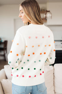 Candy Buttons Pom Detail Sweater - Happily Ever Atchison Shop Co.