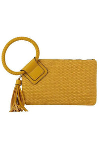 Canvas Cuff Handle Tassel Wristlet Clutch - Happily Ever Atchison Shop Co.