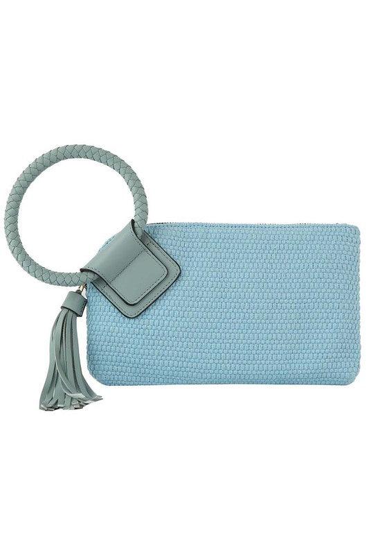 Canvas Cuff Handle Tassel Wristlet Clutch - Happily Ever Atchison Shop Co.