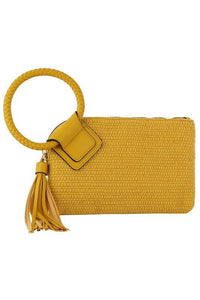 Canvas Cuff Handle Tassel Wristlet Clutch - Happily Ever Atchison Shop Co.