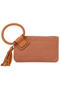 Canvas Cuff Handle Tassel Wristlet Clutch - Happily Ever Atchison Shop Co.