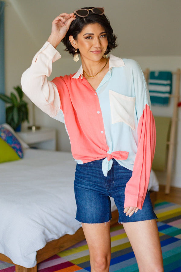 Capture The Day Two Toned Button Up - Happily Ever Atchison Shop Co.