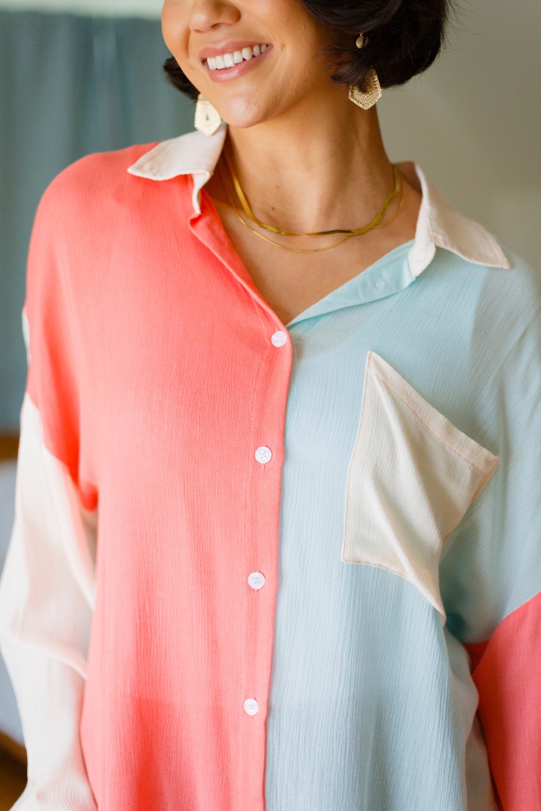 Capture The Day Two Toned Button Up - Happily Ever Atchison Shop Co.