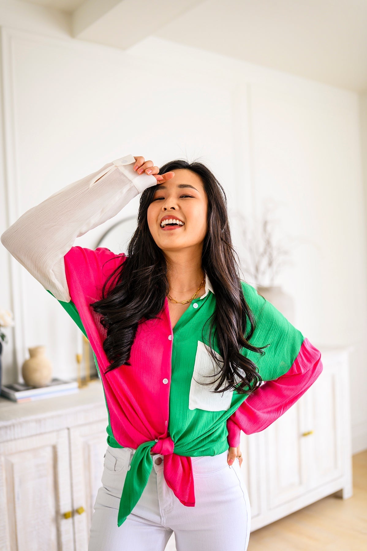 Capture the Day Two Toned Button Up Kelly - Happily Ever Atchison Shop Co.