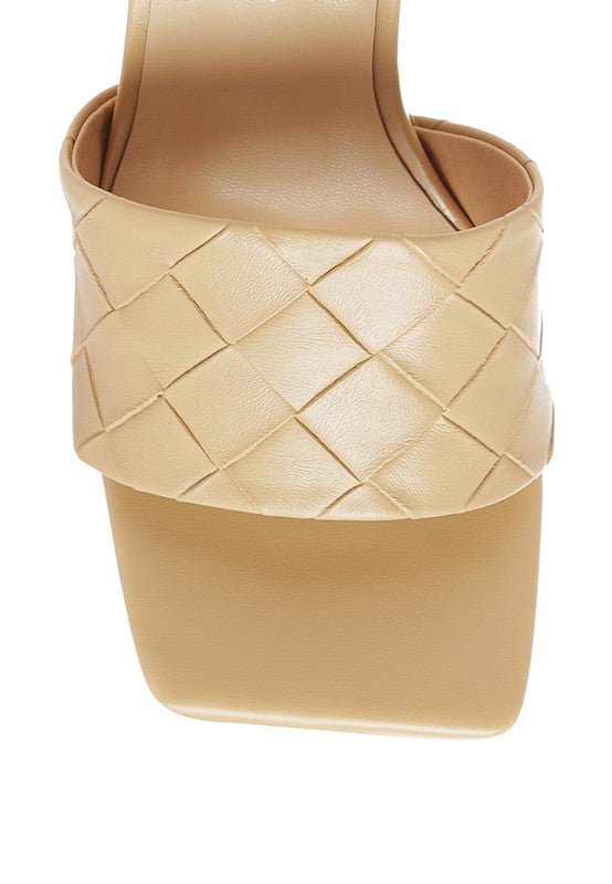 Carmen High Heeled Woven Square Toe Sandal - Happily Ever Atchison Shop Co.