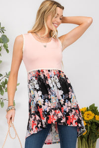 Celeste Full Size Contrast High-Low Hem Tank - Happily Ever Atchison Shop Co.