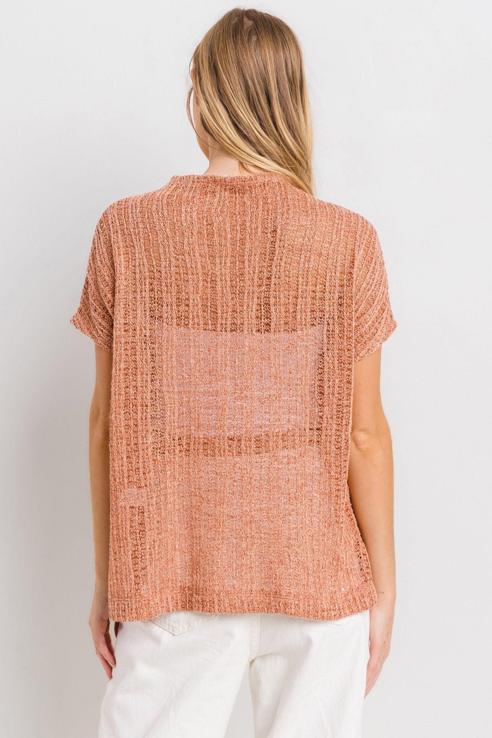 Ces Femme See Through Crochet Mock Neck Cover Up - Happily Ever Atchison Shop Co.