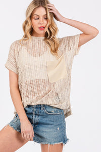 Ces Femme See Through Crochet Mock Neck Cover Up - Happily Ever Atchison Shop Co.