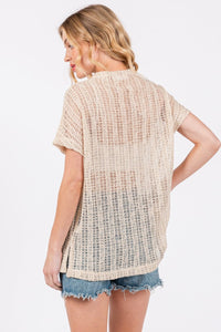 Ces Femme See Through Crochet Mock Neck Cover Up - Happily Ever Atchison Shop Co.