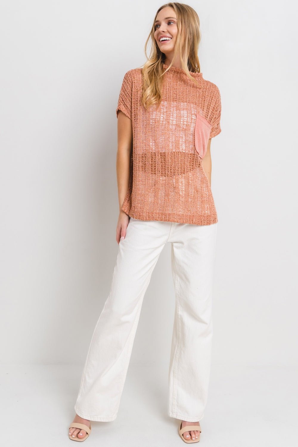 Ces Femme See Through Crochet Mock Neck Cover Up - Happily Ever Atchison Shop Co.