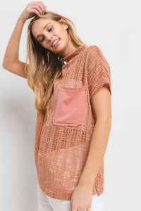 Ces Femme See Through Crochet Mock Neck Cover Up - Happily Ever Atchison Shop Co.