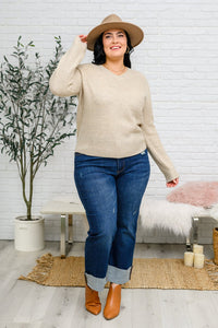 Chai Latte V-Neck Sweater in Oatmeal - Happily Ever Atchison Shop Co.