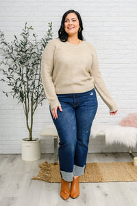 Chai Latte V-Neck Sweater in Oatmeal - Happily Ever Atchison Shop Co.