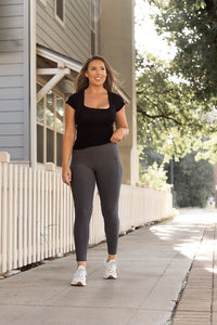 Charcoal Full Length Leggings with Pockets - Happily Ever Atchison Shop Co.