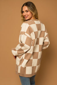 Checker Graphic Sweater Cardigan - Happily Ever Atchison Shop Co.