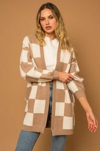 Checker Graphic Sweater Cardigan - Happily Ever Atchison Shop Co.