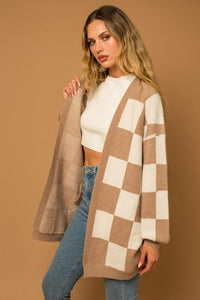 Checker Graphic Sweater Cardigan - Happily Ever Atchison Shop Co.