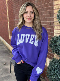 Checkered Lover Heart Sleeve Sweatshirt - Happily Ever Atchison Shop Co.