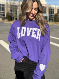 Checkered Lover Heart Sleeve Sweatshirt - Happily Ever Atchison Shop Co.