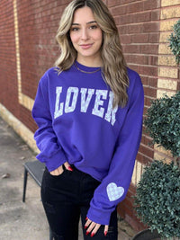 Checkered Lover Heart Sleeve Sweatshirt - Happily Ever Atchison Shop Co.