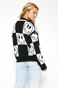 Checkered Smiley Sweater - Happily Ever Atchison Shop Co.