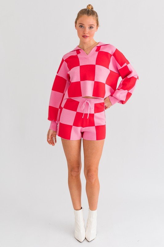 Checkered Sweater Shorts - Happily Ever Atchison Shop Co.