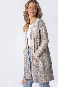 Cherish Apparel Animal Print Flannel Open Front Longline Cardigan - Happily Ever Atchison Shop Co.