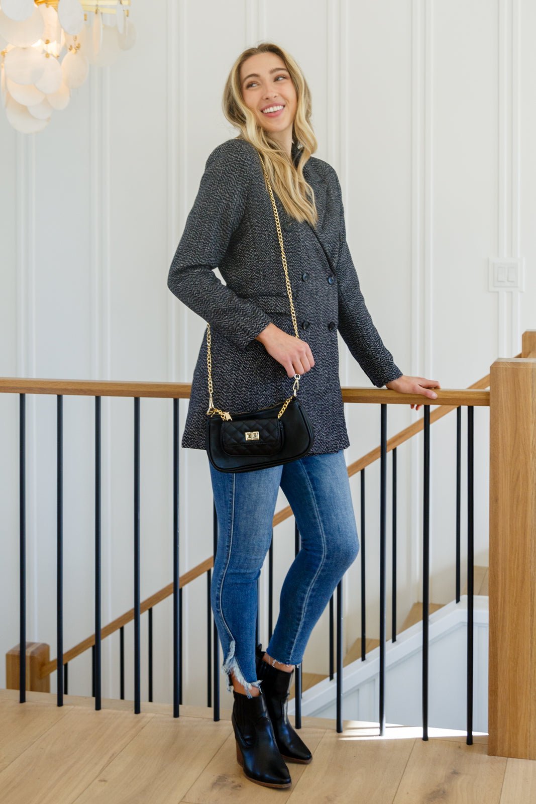 Chic Upon Arrival Button Down Blazer Jacket In Black - Happily Ever Atchison Shop Co.