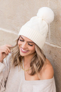 Chunky Knit Fur Pom Beanie - Happily Ever Atchison Shop Co.