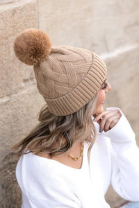 Chunky Knit Fur Pom Beanie - Happily Ever Atchison Shop Co.