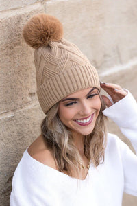 Chunky Knit Fur Pom Beanie - Happily Ever Atchison Shop Co.