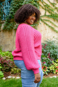 Claim The Stage Knit Sweater In Hot Pink - Happily Ever Atchison Shop Co.