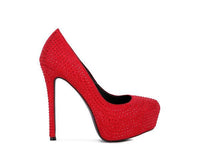 CLARISSE Diamante Faux Suede high Heeled Pumps - Happily Ever Atchison Shop Co.