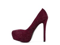 CLARISSE Diamante Faux Suede high Heeled Pumps - Happily Ever Atchison Shop Co.