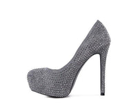 CLARISSE Diamante Faux Suede high Heeled Pumps - Happily Ever Atchison Shop Co.