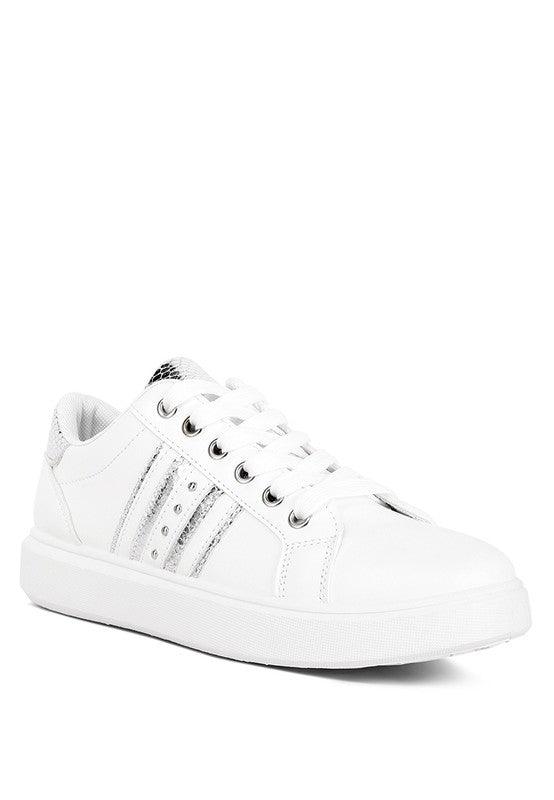 Claude Faux Leather Back Panel Detail Sneakers - Happily Ever Atchison Shop Co.