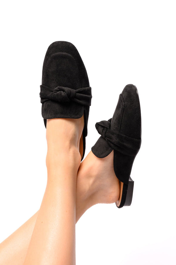 Clingy Mules in Black Faux Suede - Happily Ever Atchison Shop Co.