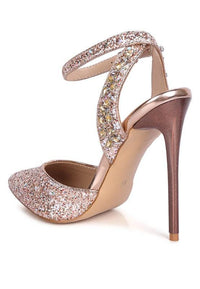 Cloriss Embellished Glitter Stiletto Sandals - Happily Ever Atchison Shop Co.