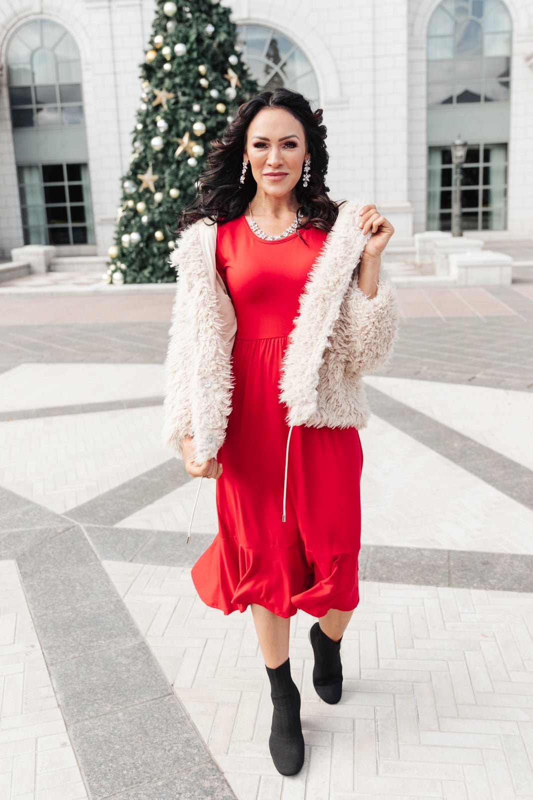 Cloudy Skies Dress in Crimson - Happily Ever Atchison Shop Co.