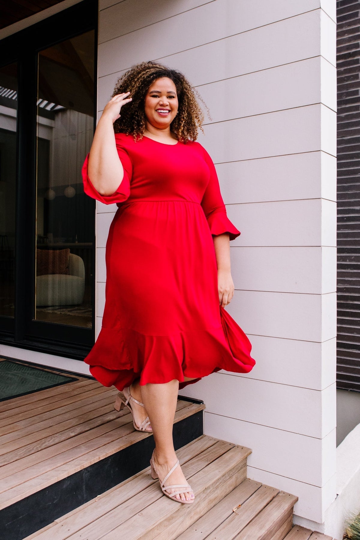 Cloudy Skies Dress in Crimson - Happily Ever Atchison Shop Co.